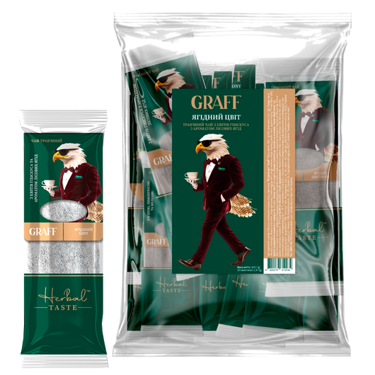 Чай травяной Berry Bloom с цветами гибискуса и ароматом лесных ягод Graff 50шт х 2г