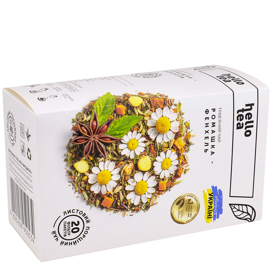 Чай трав'яний Ромашка-Фенхель Hello Tea 20шт х 2г, изображение 2