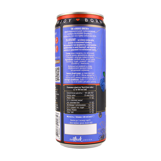 Напиток безалкогольный Комбуча Mikki Brew Blueberry 330мл, изображение 2