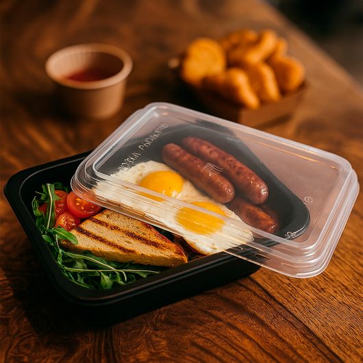 Кришка прозора для контейнера чорного 500/750 мл 50 шт, изображение 3