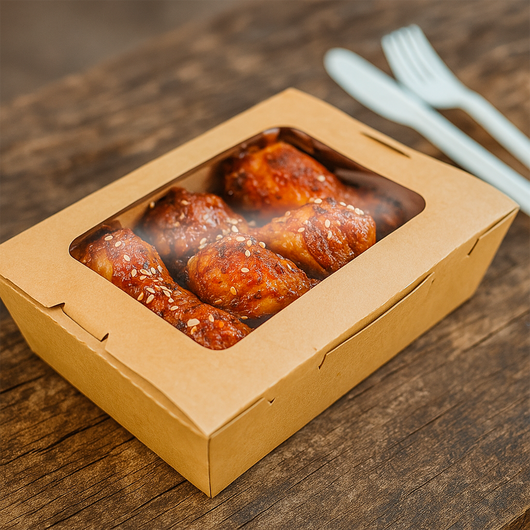 Упаковка крафт з вікном 170х130х45мм 900мл 50шт, изображение 3