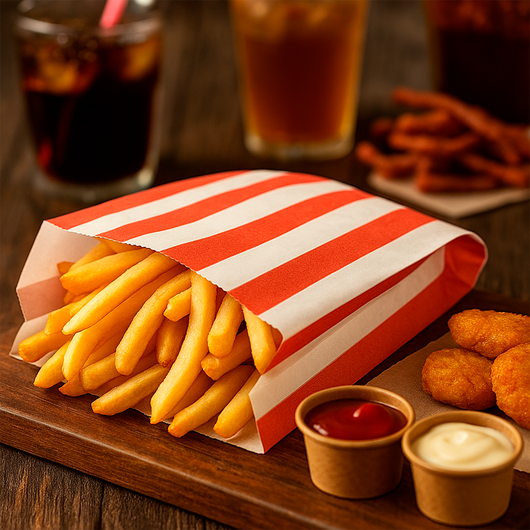 Паперовий пакет Червоні смужки 160х120х50мм 100шт, изображение 5