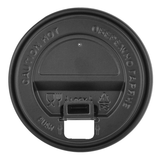 Крышка с замком для бумажных стаканов T-75 черная 50шт, изображение 2