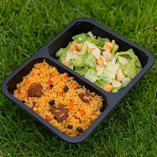 Ланч-бокс Т-2 без крышки черный 2 секции 227х178х40мм 50шт, изображение 3