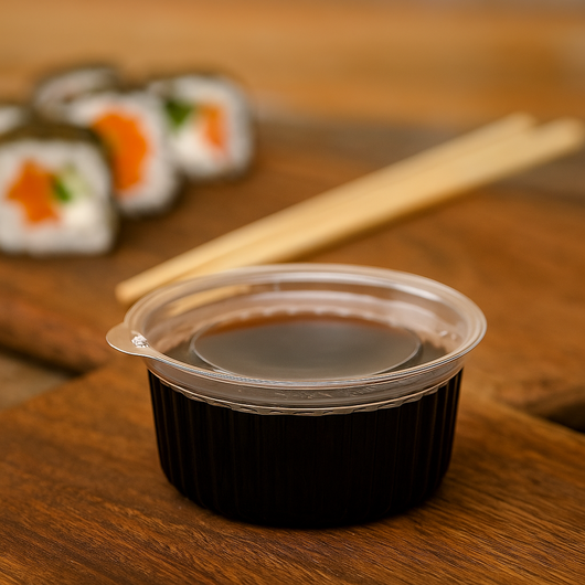 Крышка для соусницы прозрачной/черной 30/50мл 100шт, изображение 4