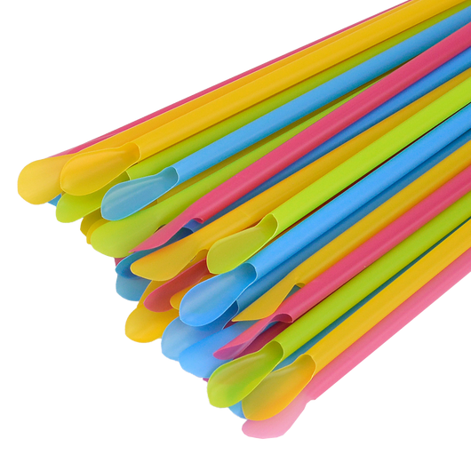 Трубочка с лопаткой 210х5,8мм Микс 100шт