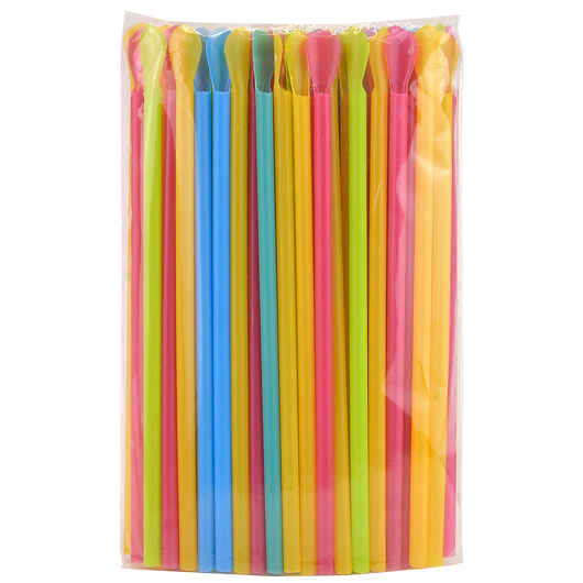 Трубочка с лопаткой 210х5,8мм Микс 100шт, изображение 2