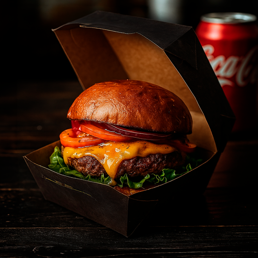 Упаковка для бургера черная ламинированная 145х145х100мм 50шт, изображение 3