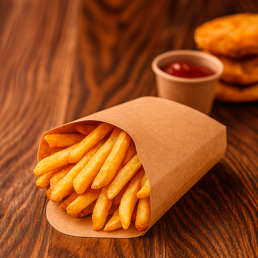 Упаковка для картоплі фрі крафт 120х80х35мм 50шт, изображение 4