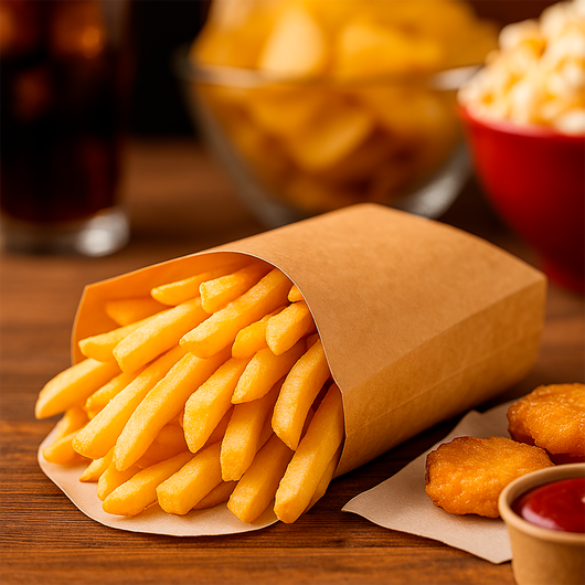 Упаковка для картошки фри крафт/белый 175х100х40мм 50шт, изображение 4