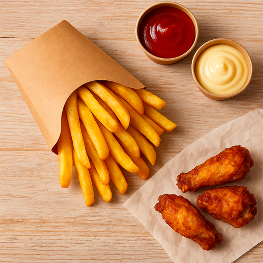 Упаковка для картоплі фрі крафт 140х80х40мм 50шт, изображение 4