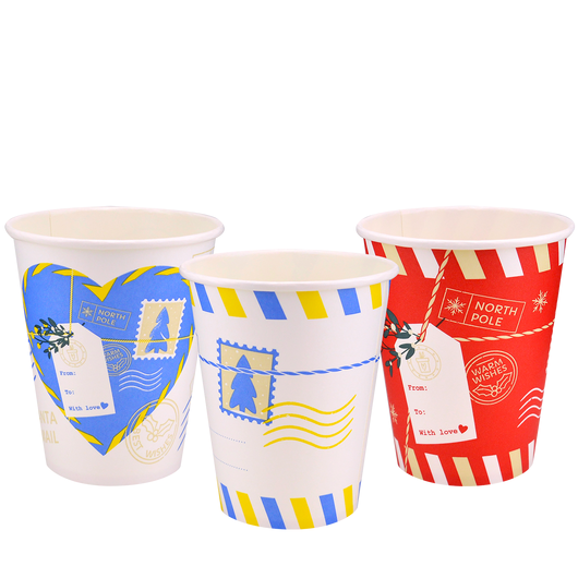 Стакан паперовий 250мл євро одношаровий Christmas Letters 50шт, Розмір стакана: 250 Євро, Колір стакана: З зображенням, Матеріал: Картон