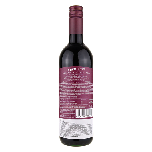 Безалкогольне червоне вино Фрі Пасс Мерло / Free Pass Merlot 750мл, изображение 2