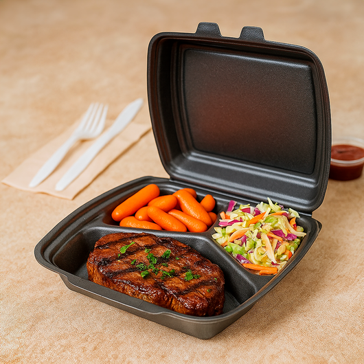 Ланч-бокс НР-3 черный 3 секции 236x197x73мм 25шт, изображение 3