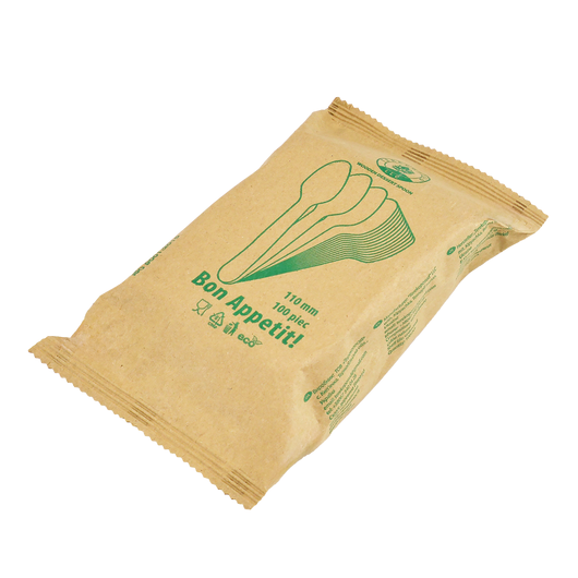 Десертна ложка дерев'яна 110мм 100шт, изображение 3