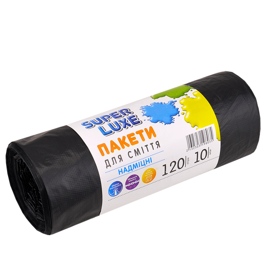 Пакет для сміття SUPER LUXE 120л 10шт 25мкм Посилений