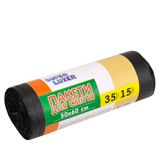 Пакет для мусора SUPER LUXER 35л 15шт 14мкм