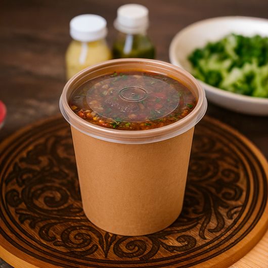 Крышка для супника крафт/белый D-97мм 450мл 50шт, изображение 3