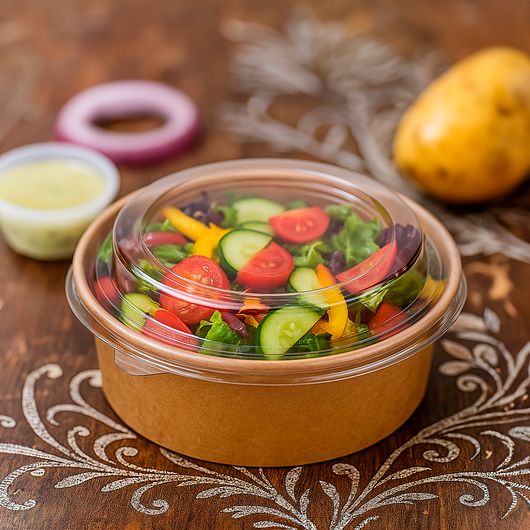 Кришка для салатника крафт D-144 мм 550/750 мл 50 шт, изображение 3