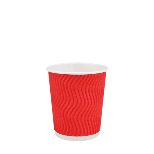 Стакан бумажный 180мл гофрированный красный 30шт, Размер стакана: 180, Цвет стакана: Красный, Материал: Картон