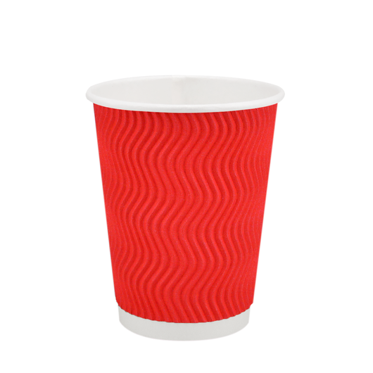 Стакан бумажный 400мл гофрированный красный 30шт, Размер стакана: 400, Цвет стакана: Красный, Материал: Картон