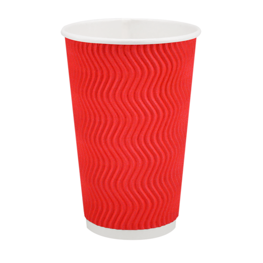 Стакан паперовий 500мл гофрований червоний 20шт, Розмір стакана: 500, Колір стакана: Червоний, Матеріал: Картон