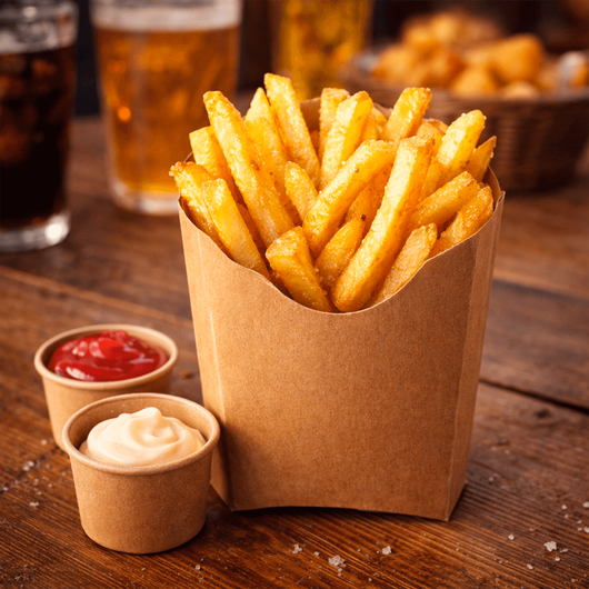 Упаковка для картоплі фрі крафт 115х85х45мм 50шт, изображение 4