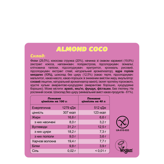 Батончик Fizi GUILTY PLEASURE Almond Coco в шоколадной глазури 40г, изображение 4
