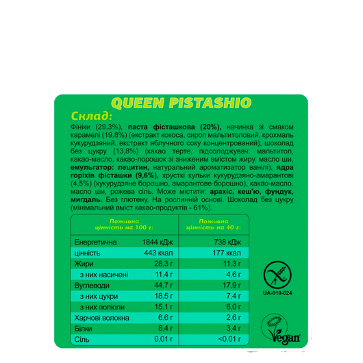 Батончик Fizi GUILTY PLEASURE Queen Pistachio в шоколадной глазури 40г, изображение 4