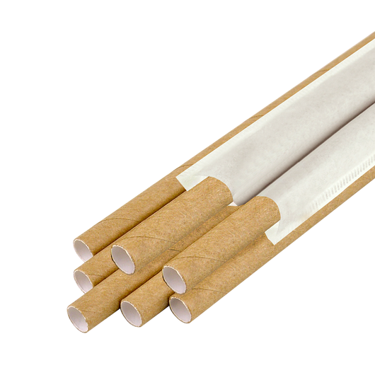 Паперова трубочка в індивідуальній упаковці Крафт 200х6мм 50шт