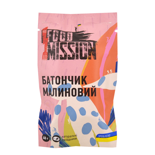 Батончик Food Mission малиновый 40г