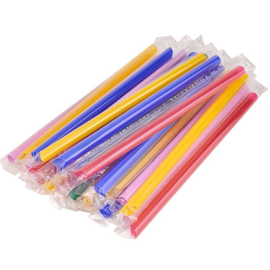 Трубочка для коктейлей в индивидуальной упаковке BUBBLE TEA Микс 210х10мм 200шт